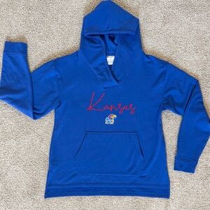 Kansas KU Jayhawks NWOT Champion Embroidered Hoodie Soft Sweatshirt Womens Small